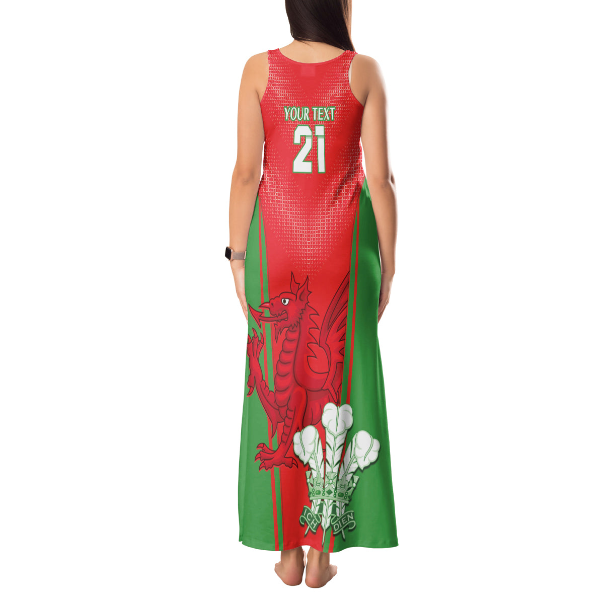Custom Wales Rugby Tank Maxi Dress With Prince of Waless Feathers Go Cymru - Wonder Print Shop
