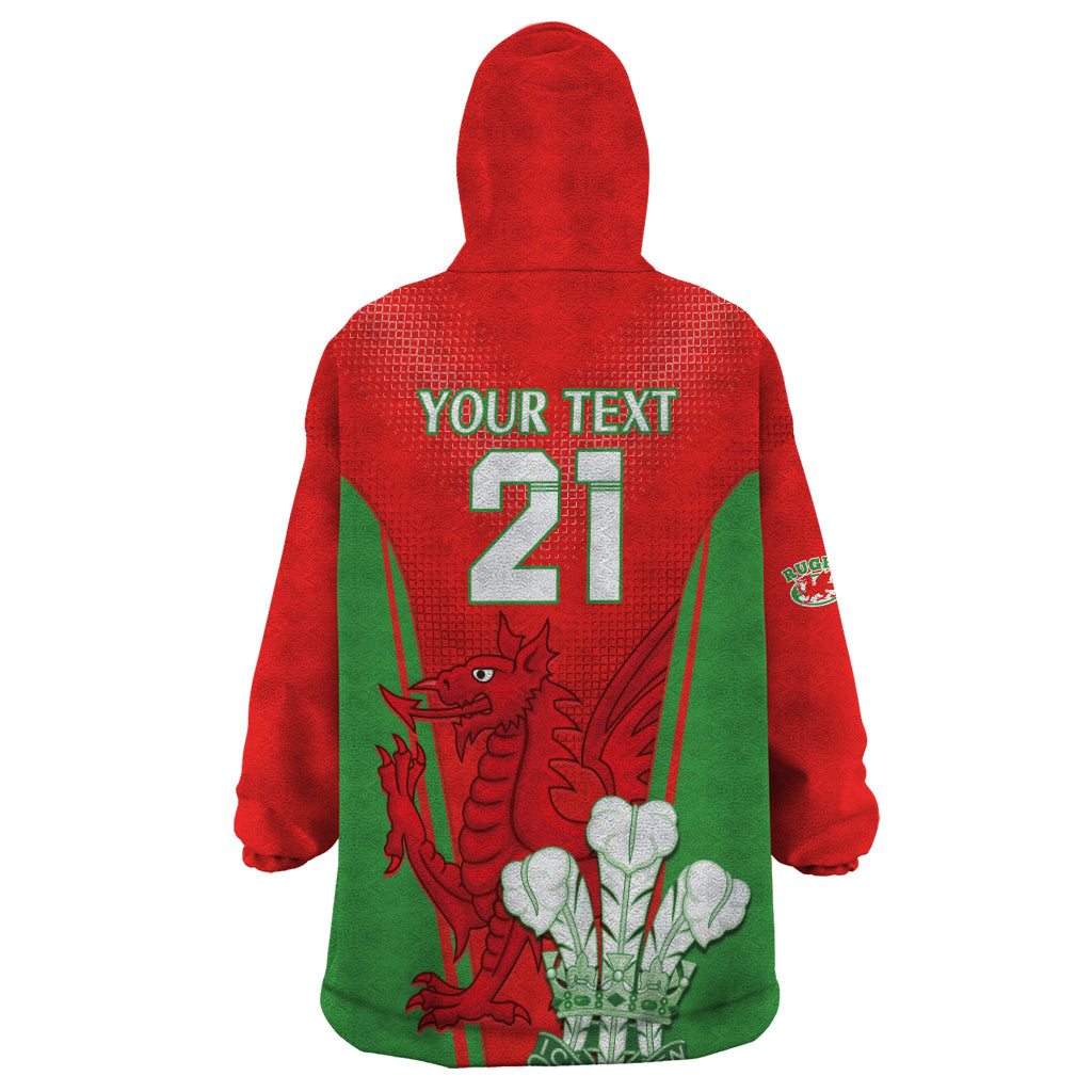 Custom Wales Rugby Wearable Blanket Hoodie With Prince of Waless Feathers Go Cymru - Wonder Print Shop