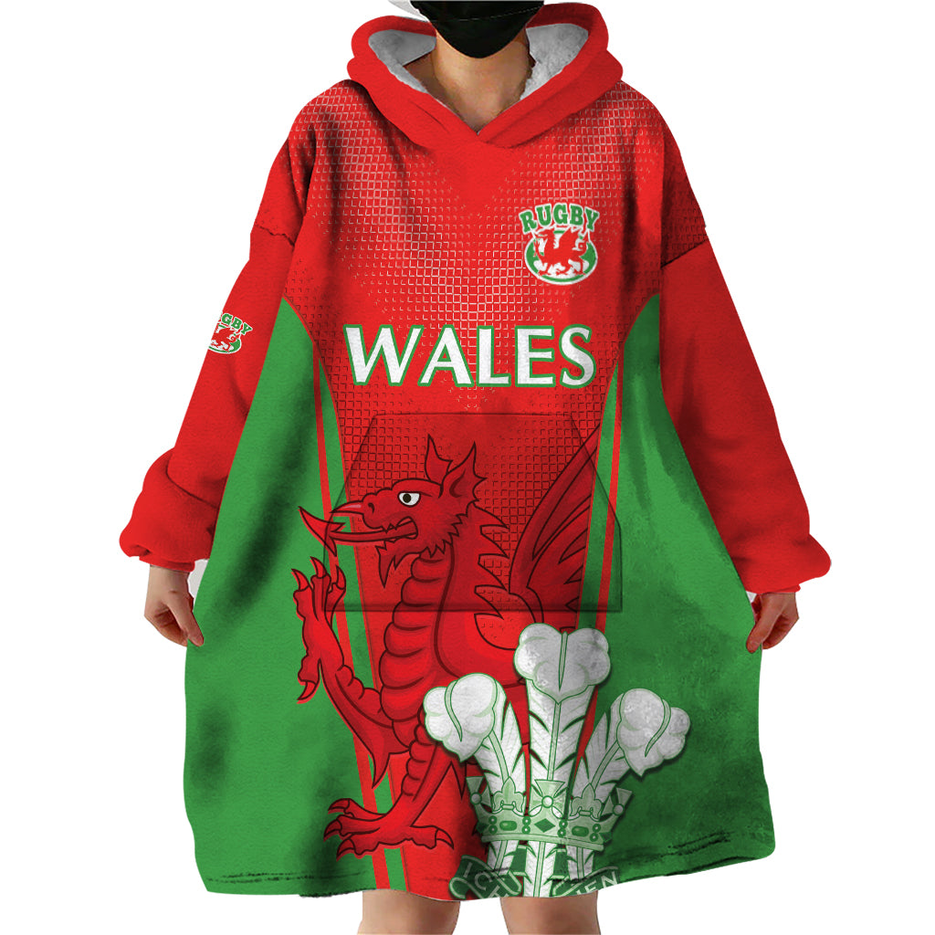 Custom Wales Rugby Wearable Blanket Hoodie With Prince of Waless Feathers Go Cymru - Wonder Print Shop