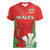 Custom Wales Rugby Women V Neck T Shirt With Prince of Waless Feathers Go Cymru - Wonder Print Shop