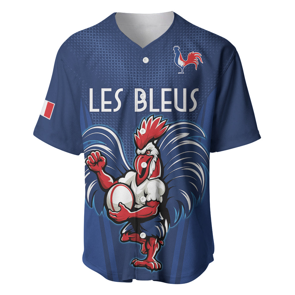 Custom France Rugby Baseball Jersey Le XV de France Gallic Rooster