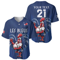 Custom France Rugby Baseball Jersey Le XV de France Gallic Rooster LT9 - Wonder Print Shop