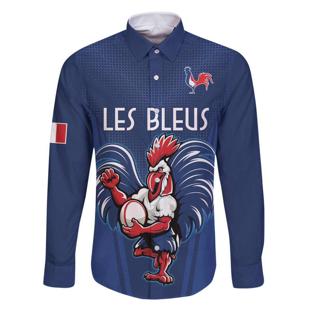 Custom France Rugby Family Matching Long Sleeve Bodycon Dress and Hawaiian Shirt Le XV de France Gallic Rooster LT9 - Wonder Print Shop