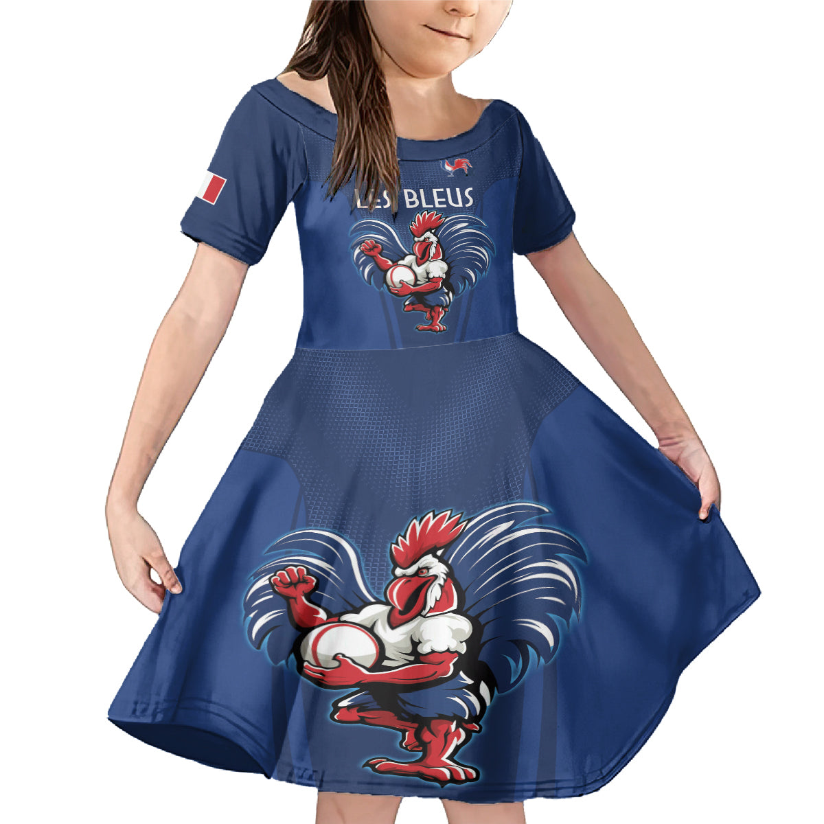 Custom France Rugby Family Matching Mermaid Dress and Hawaiian Shirt Le XV de France Gallic Rooster LT9 - Wonder Print Shop
