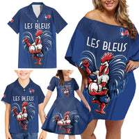 Custom France Rugby Family Matching Off Shoulder Short Dress and Hawaiian Shirt Le XV de France Gallic Rooster LT9 - Wonder Print Shop