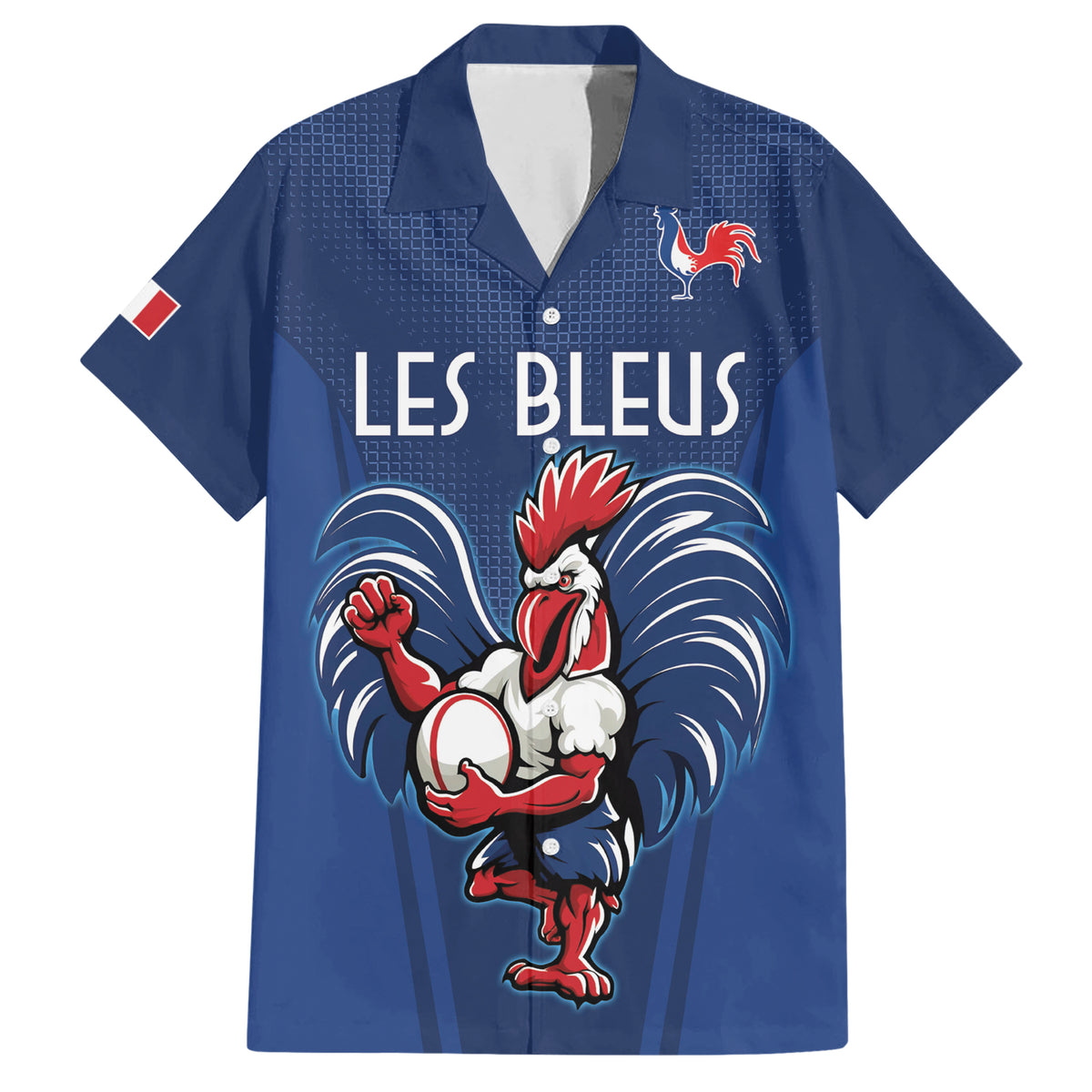 Custom France Rugby Family Matching Short Sleeve Bodycon Dress and Hawaiian Shirt Le XV de France Gallic Rooster - Wonder Print Shop