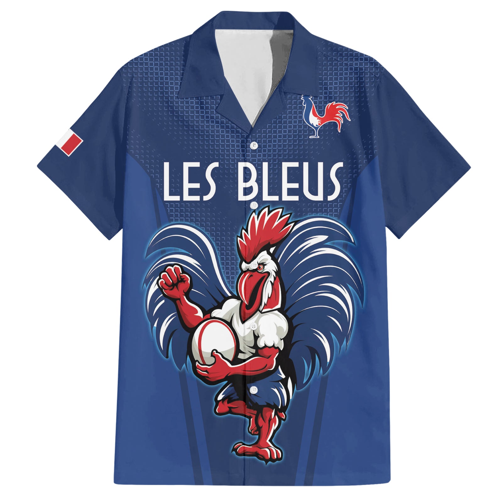 Custom France Rugby Hawaiian Shirt Le XV de France Gallic Rooster - Wonder Print Shop
