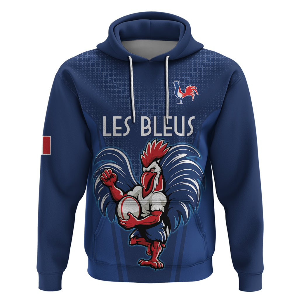 Custom France Rugby Hoodie Le XV de France Gallic Rooster