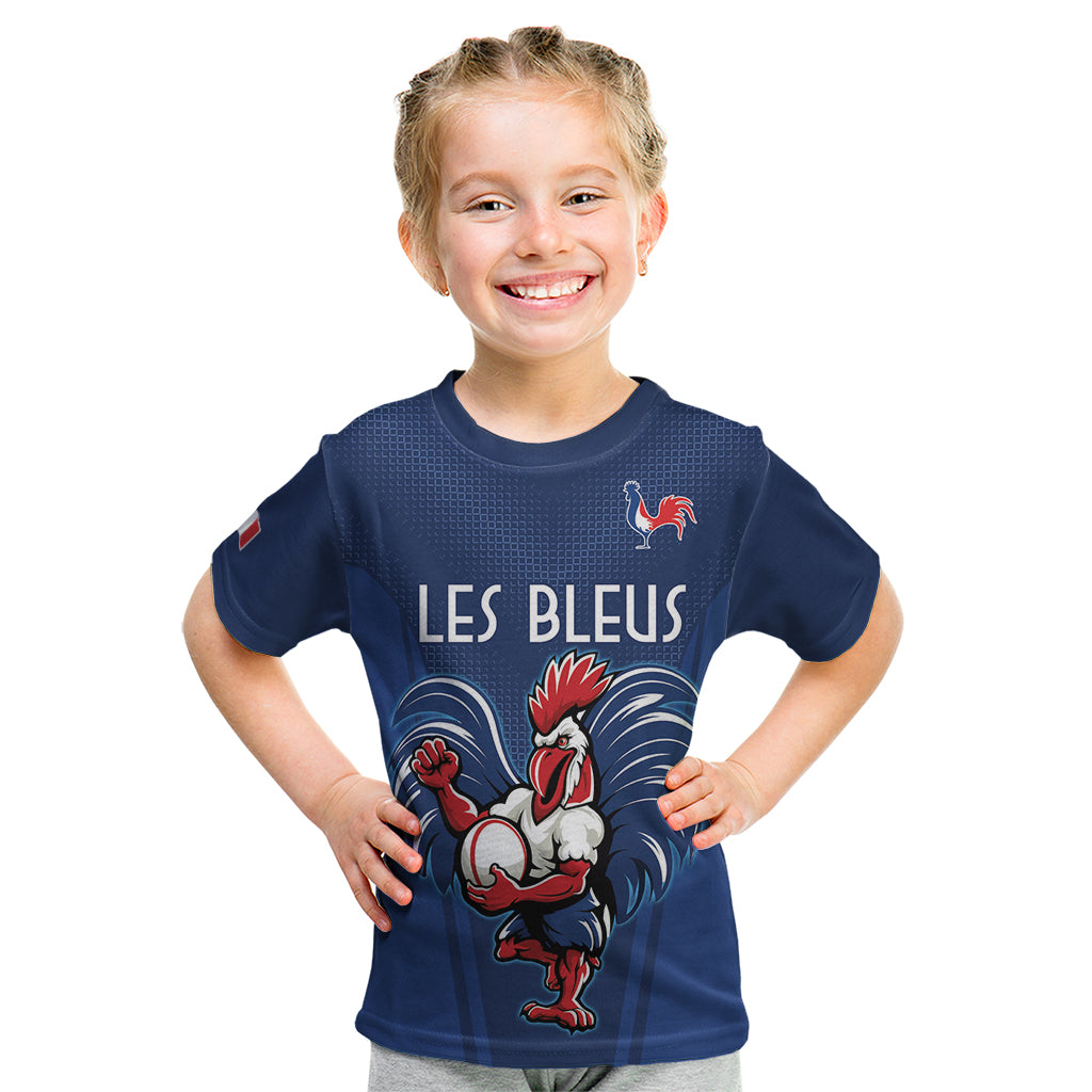 Custom France Rugby Kid T Shirt Le XV de France Gallic Rooster