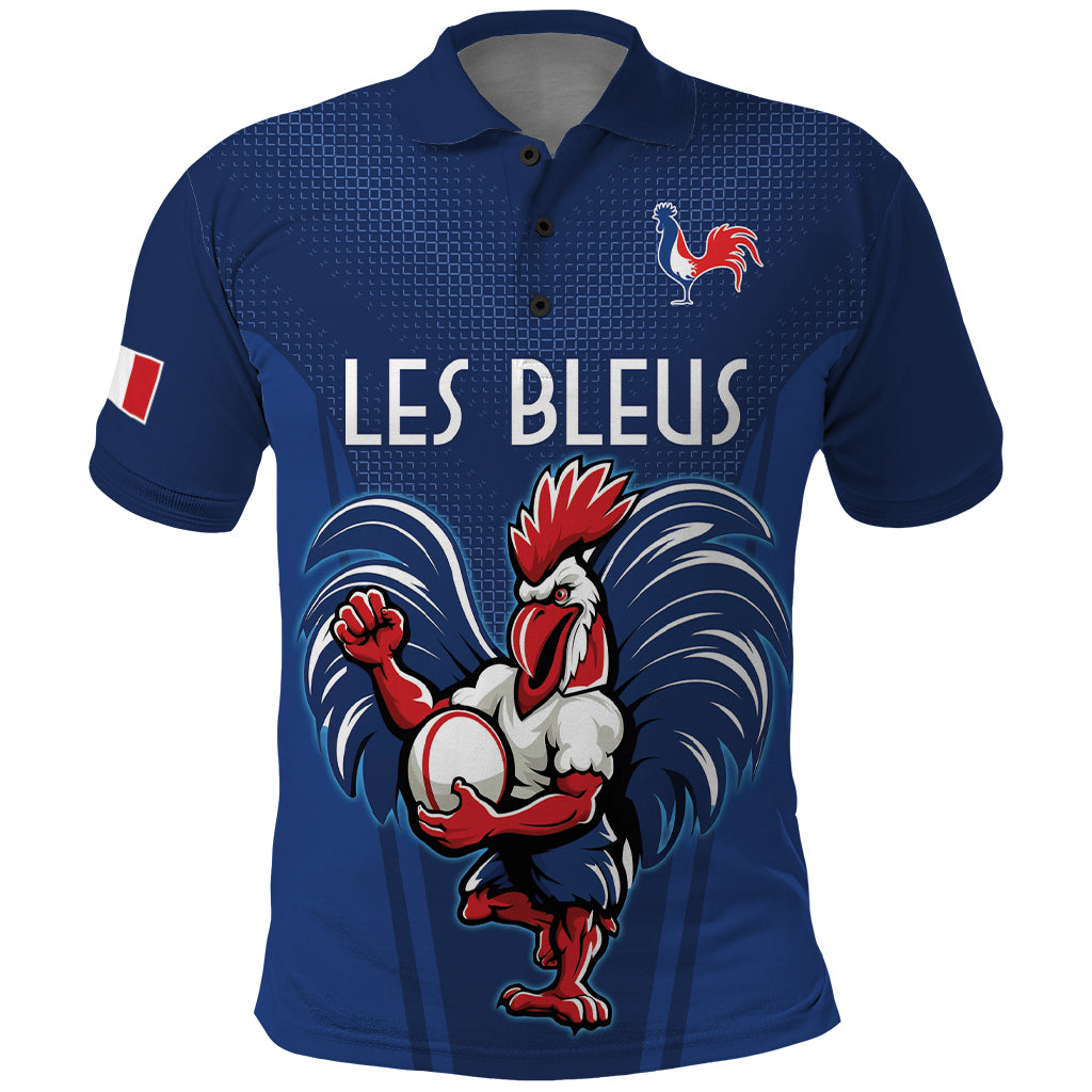 Custom France Rugby Polo Shirt Le XV de France Gallic Rooster