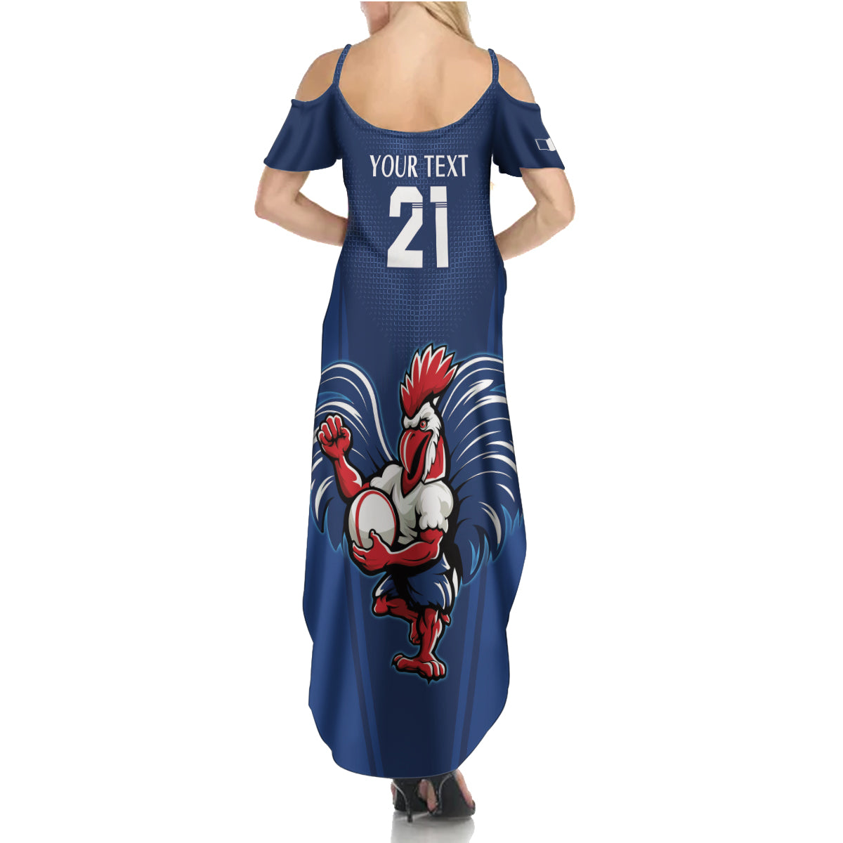 Custom France Rugby Summer Maxi Dress Le XV de France Gallic Rooster - Wonder Print Shop