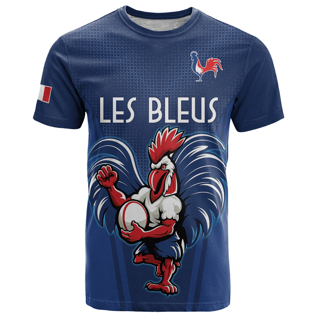 Custom France Rugby T Shirt Le XV de France Gallic Rooster