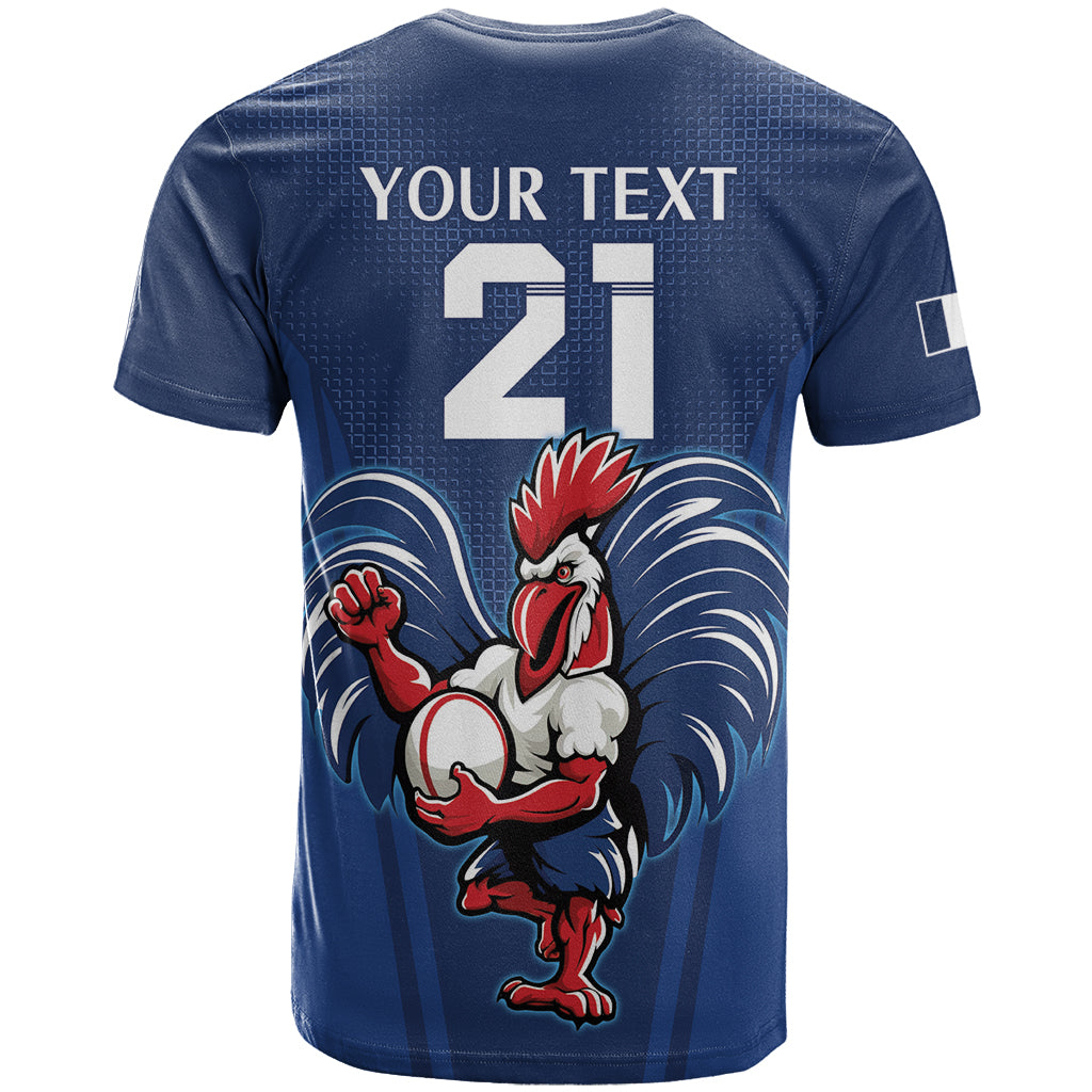 Custom France Rugby T Shirt Le XV de France Gallic Rooster - Wonder Print Shop