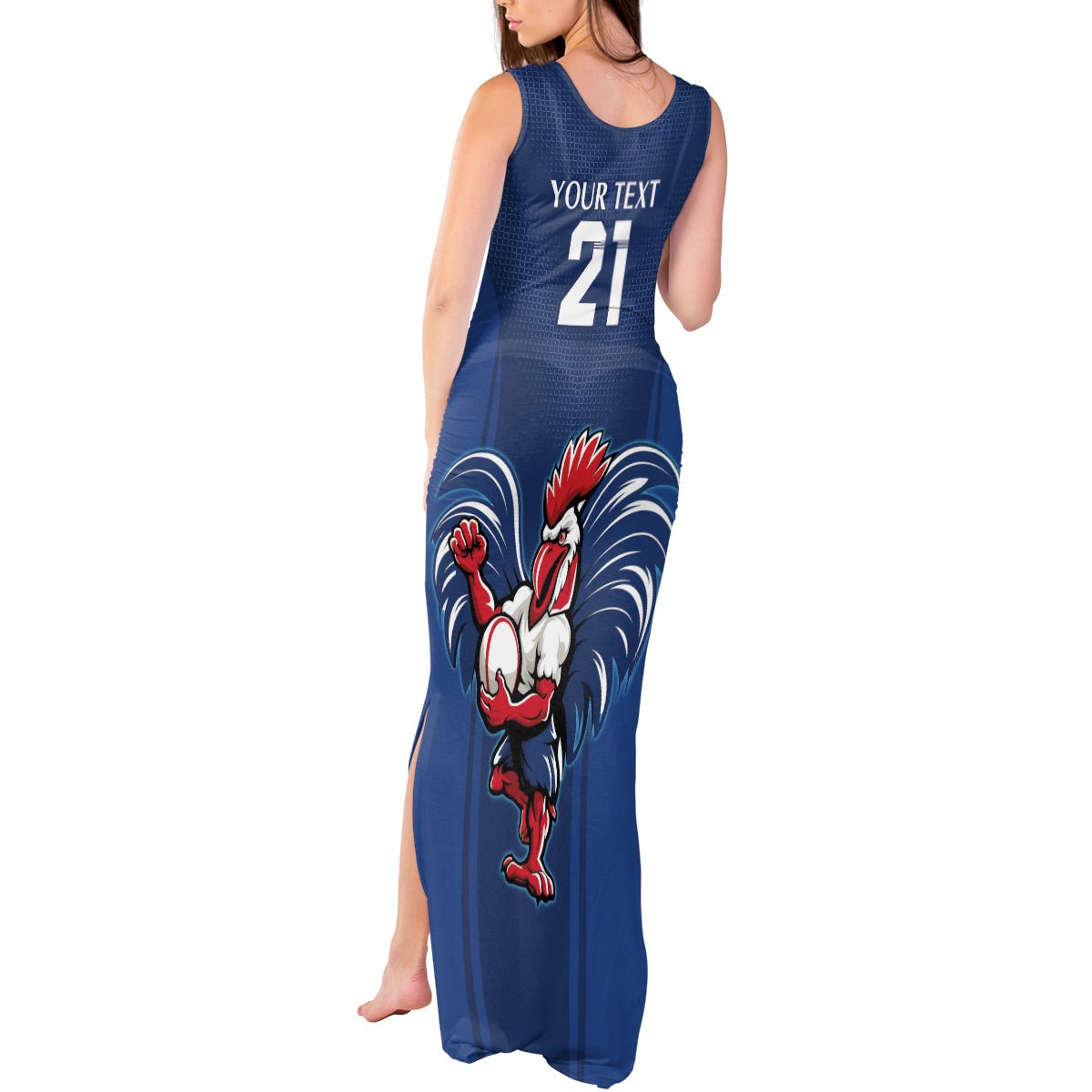 Custom France Rugby Tank Maxi Dress Le XV de France Gallic Rooster - Wonder Print Shop