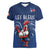 Custom France Rugby Women V Neck T Shirt Le XV de France Gallic Rooster - Wonder Print Shop