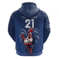 Custom France Rugby Zip Hoodie Le XV de France Gallic Rooster - Wonder Print Shop