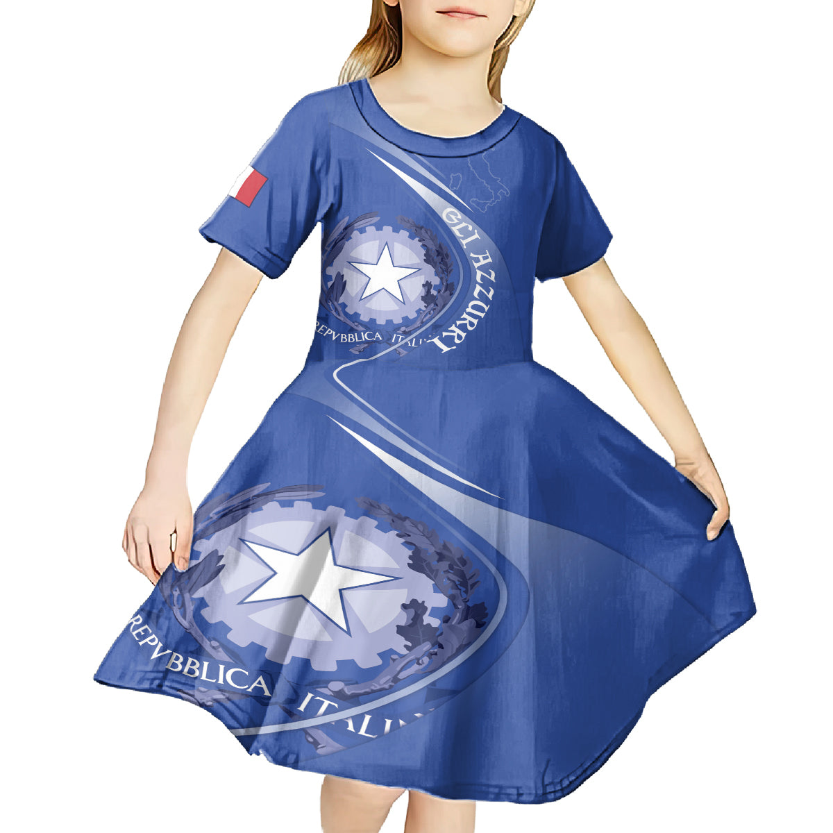 Custom Italy Rugby Kid Short Sleeve Dress Come On Gli Azzurri - Wonder Print Shop