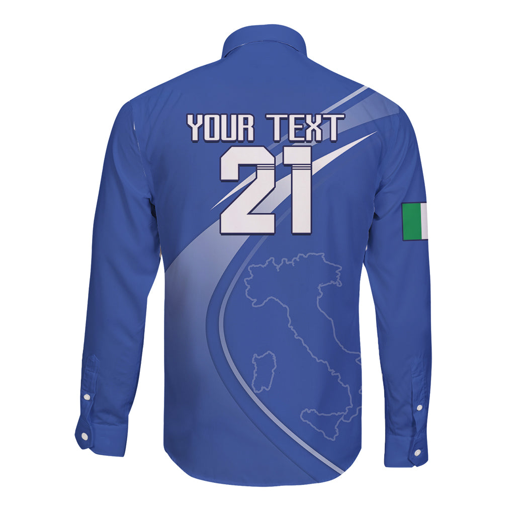 Custom Italy Rugby Long Sleeve Button Shirt Come On Gli Azzurri - Wonder Print Shop