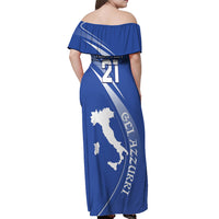 Custom Italy Rugby Off Shoulder Maxi Dress Come On Gli Azzurri - Wonder Print Shop