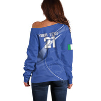 Custom Italy Rugby Off Shoulder Sweater Come On Gli Azzurri - Wonder Print Shop