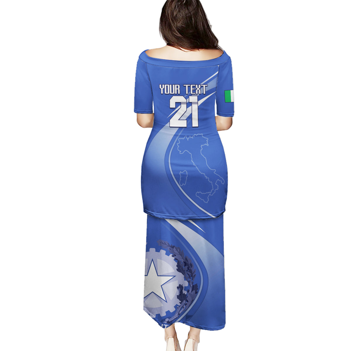 Custom Italy Rugby Puletasi Come On Gli Azzurri - Wonder Print Shop