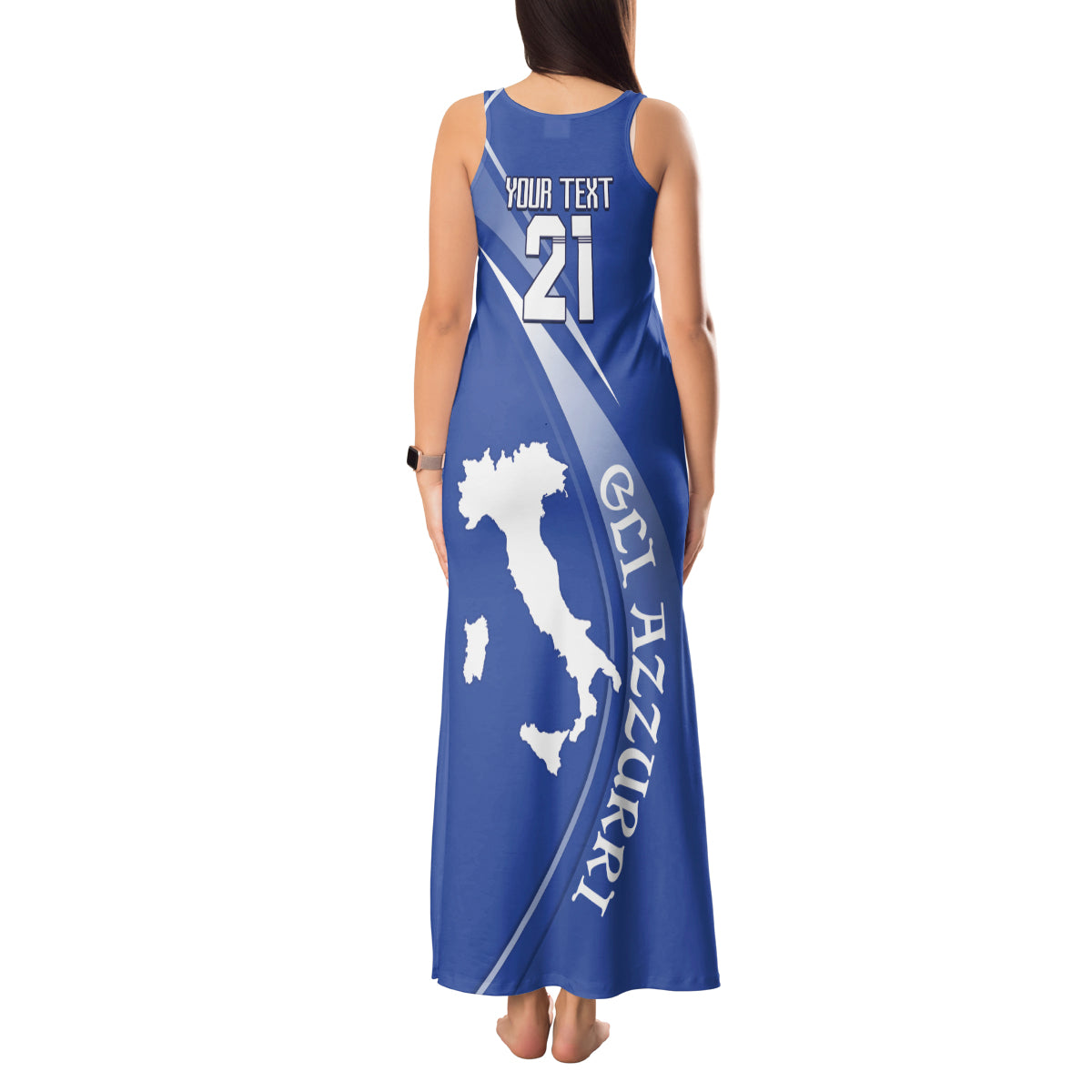 Custom Italy Rugby Tank Maxi Dress Come On Gli Azzurri - Wonder Print Shop
