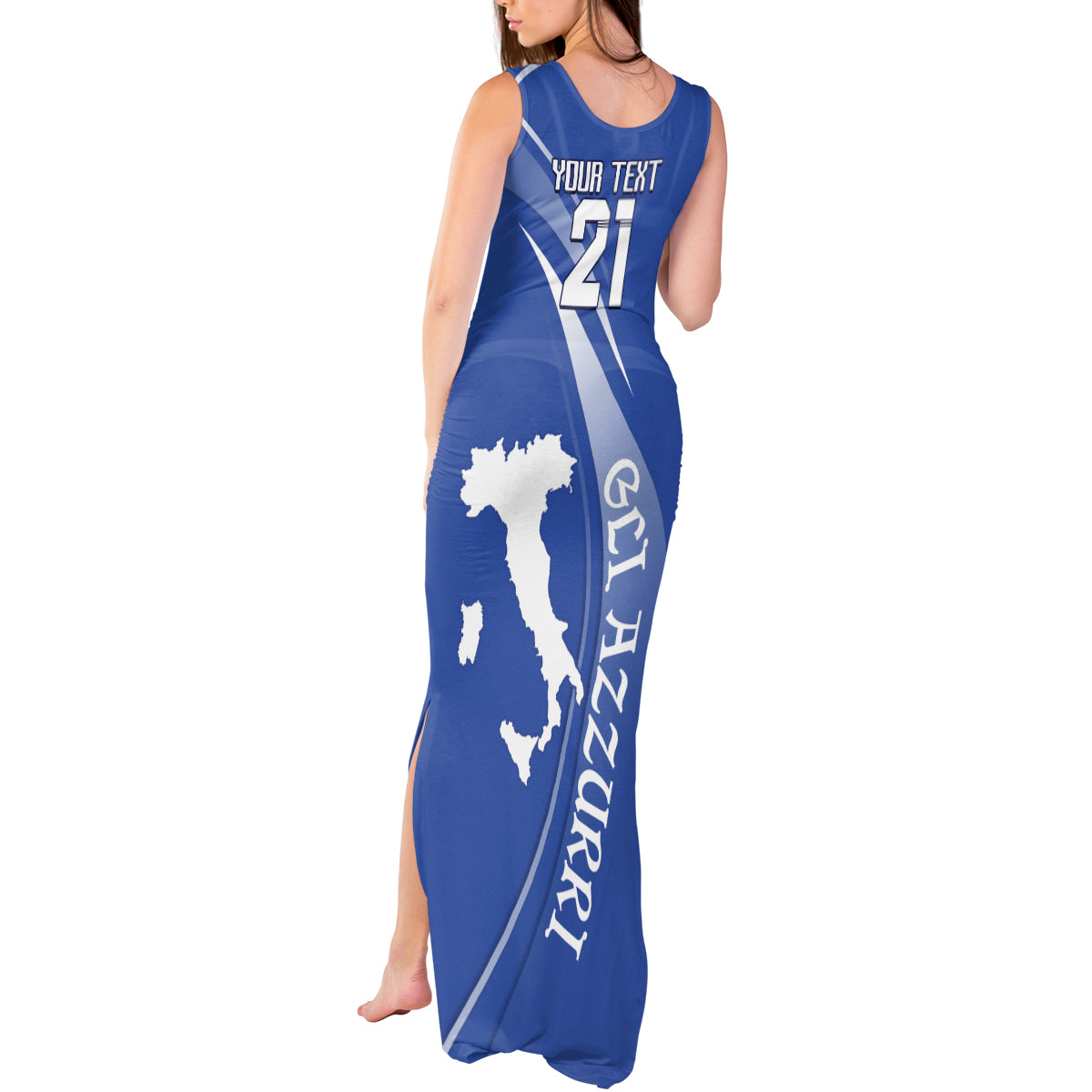 Custom Italy Rugby Tank Maxi Dress Come On Gli Azzurri - Wonder Print Shop