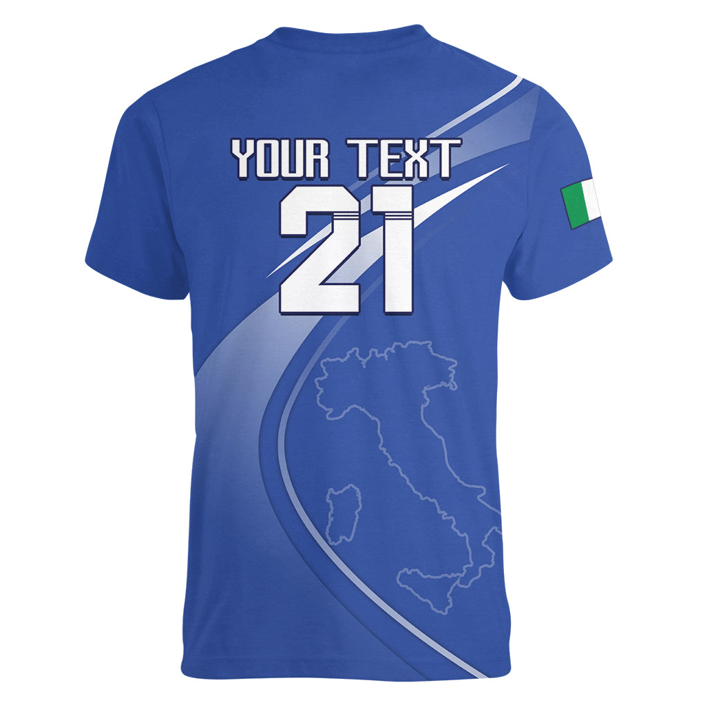 Custom Italy Rugby Women V Neck T Shirt Come On Gli Azzurri - Wonder Print Shop