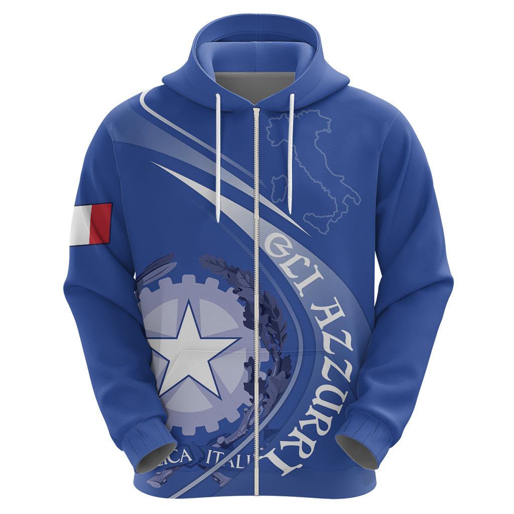 Custom Italy Rugby Zip Hoodie Come On Gli Azzurri - Wonder Print Shop