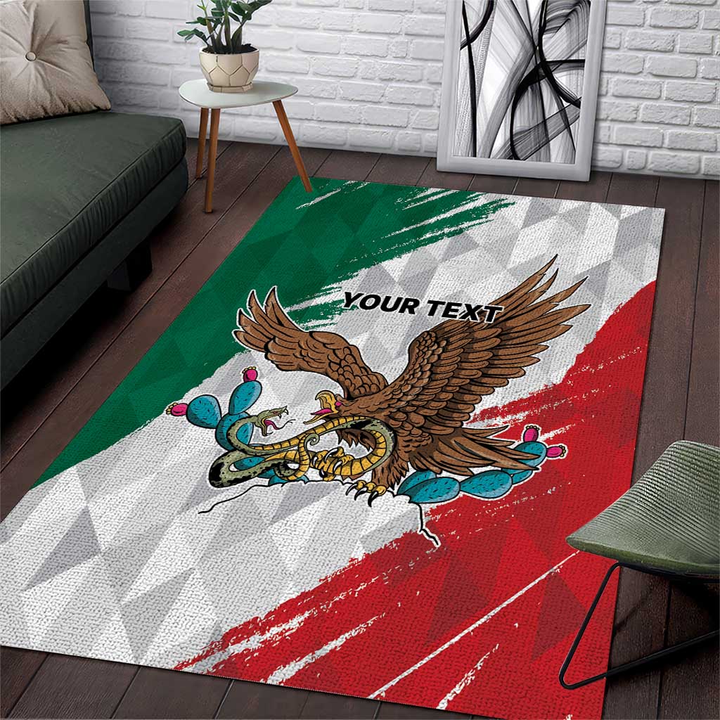 Eagle Devouring Snake Mexican Emblem Personalized Area Rug Grunge Flag Style