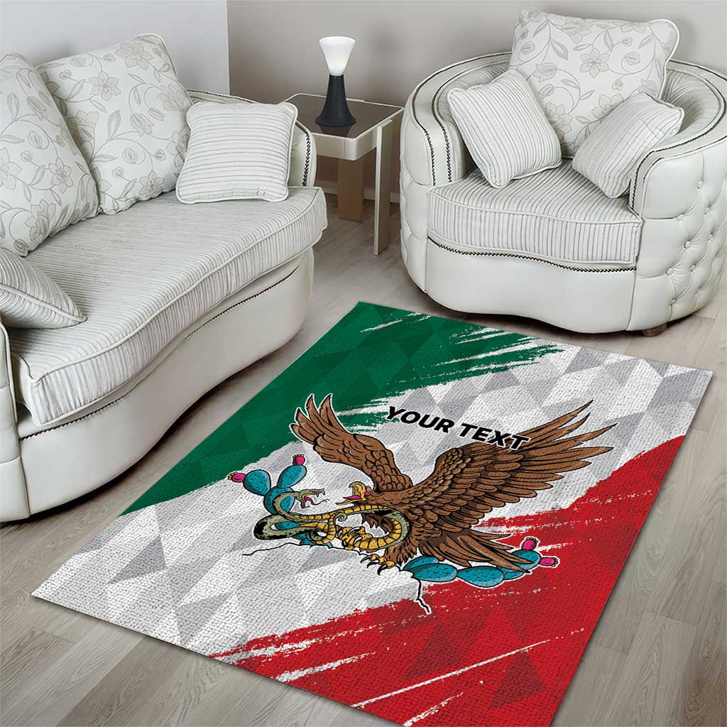 Eagle Devouring Snake Mexican Emblem Personalized Area Rug Grunge Flag Style