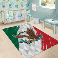 Eagle Devouring Snake Mexican Emblem Personalized Area Rug Grunge Flag Style