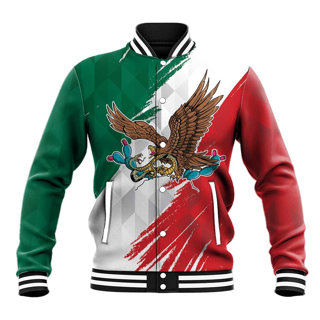 Eagle Devouring Snake Mexican Emblem Personalized Baseball Jacket Grunge Flag Style