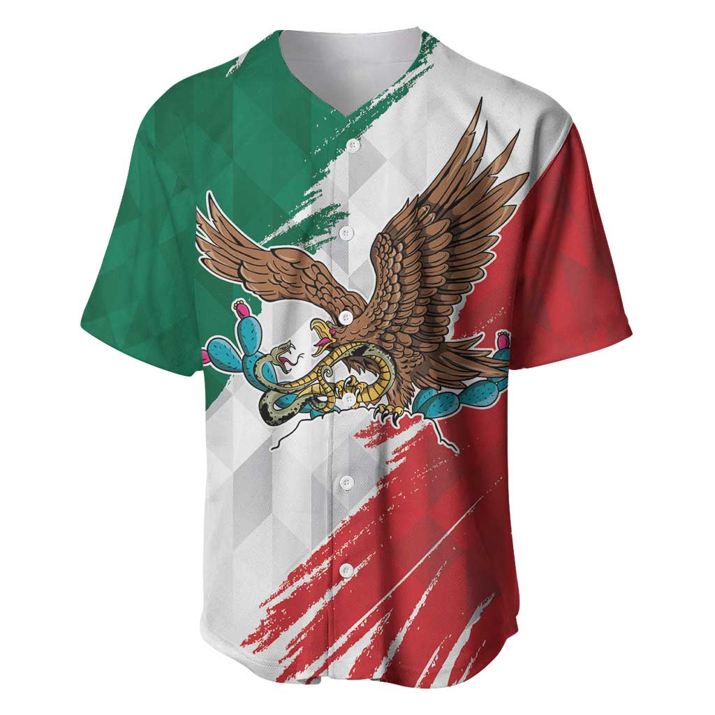 Eagle Devouring Snake Mexican Emblem Personalized Baseball Jersey Grunge Flag Style