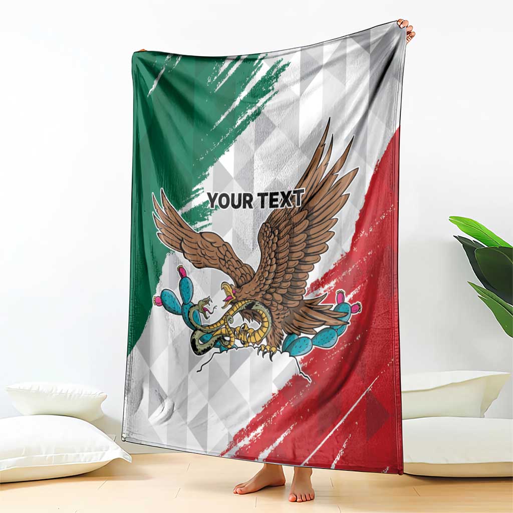 Eagle Devouring Snake Mexican Emblem Personalized Blanket Grunge Flag Style