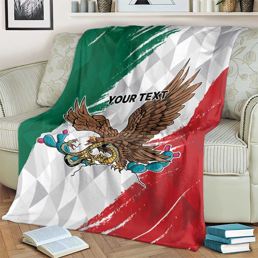 Eagle Devouring Snake Mexican Emblem Personalized Blanket Grunge Flag Style