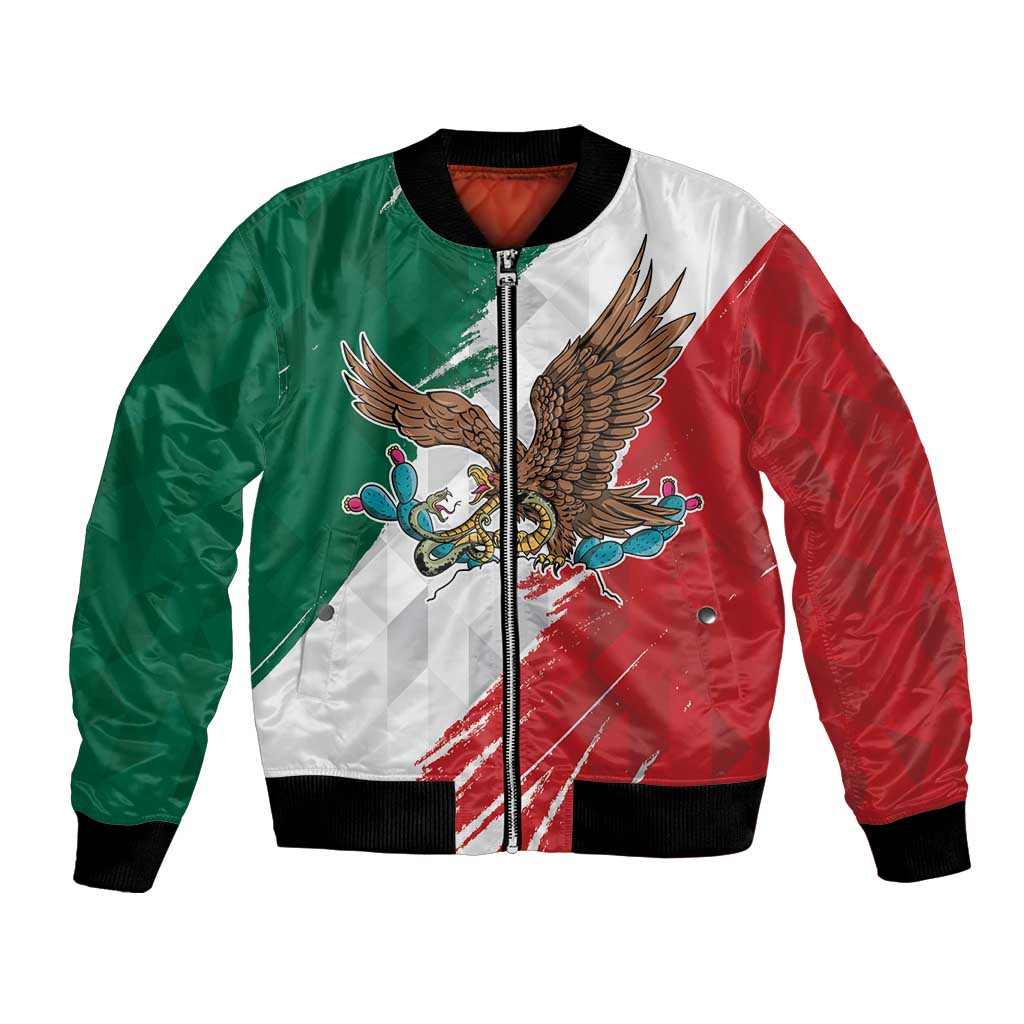 Eagle Devouring Snake Mexican Emblem Personalized Bomber Jacket Grunge Flag Style