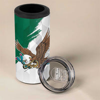 Eagle Devouring Snake Mexican Emblem Personalized 4 in 1 Can Cooler Tumbler Grunge Flag Style