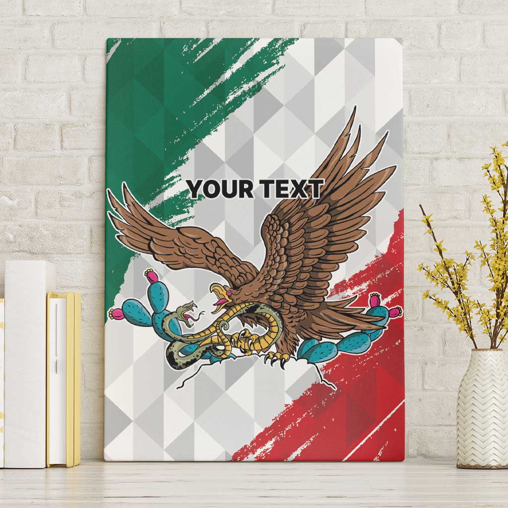 Eagle Devouring Snake Mexican Emblem Personalized Canvas Wall Art Grunge Flag Style