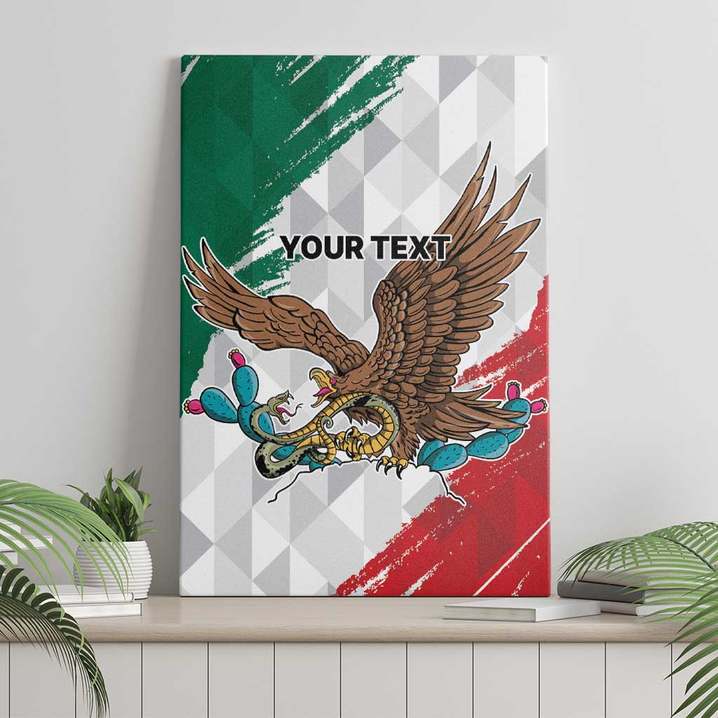 Eagle Devouring Snake Mexican Emblem Personalized Canvas Wall Art Grunge Flag Style