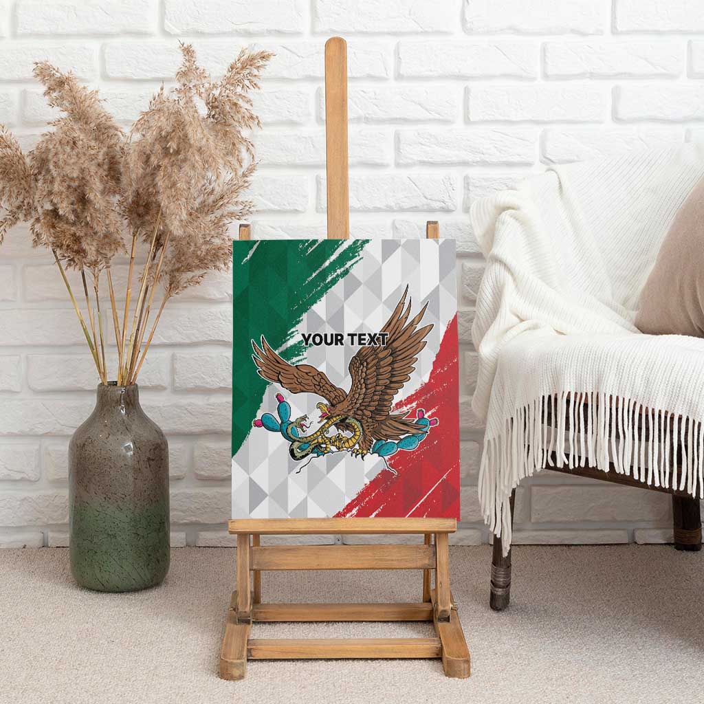 Eagle Devouring Snake Mexican Emblem Personalized Canvas Wall Art Grunge Flag Style