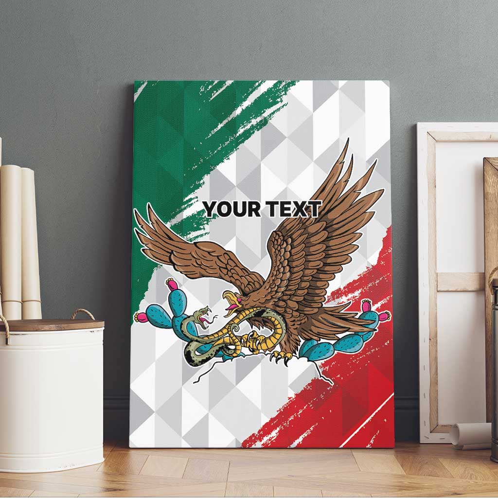 Eagle Devouring Snake Mexican Emblem Personalized Canvas Wall Art Grunge Flag Style