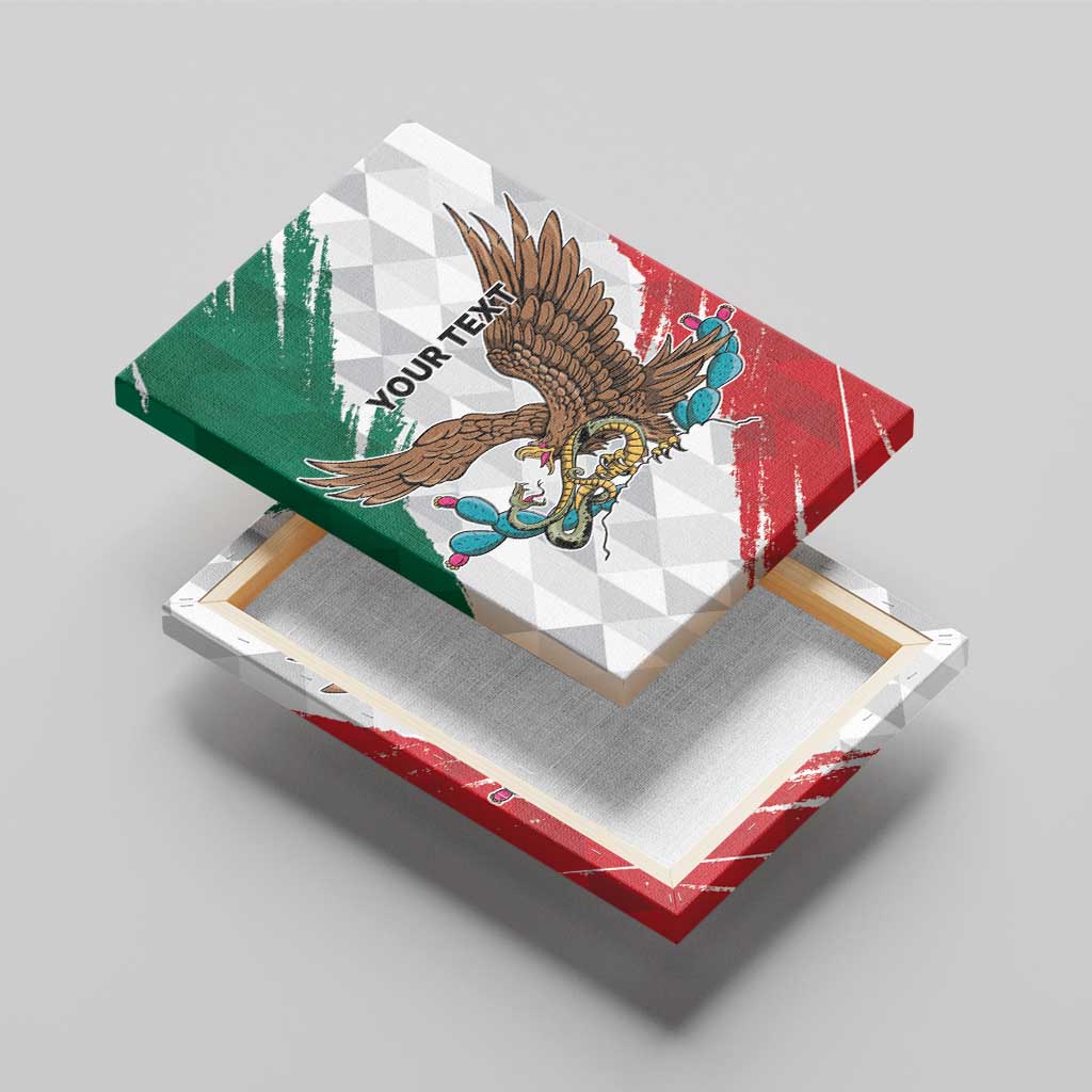 Eagle Devouring Snake Mexican Emblem Personalized Canvas Wall Art Grunge Flag Style