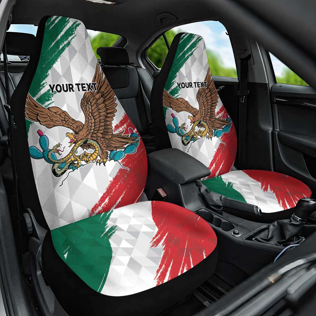 Eagle Devouring Snake Mexican Emblem Personalized Car Seat Cover Grunge Flag Style