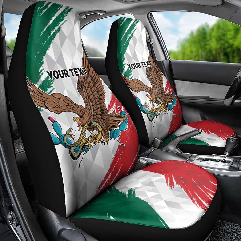 Eagle Devouring Snake Mexican Emblem Personalized Car Seat Cover Grunge Flag Style