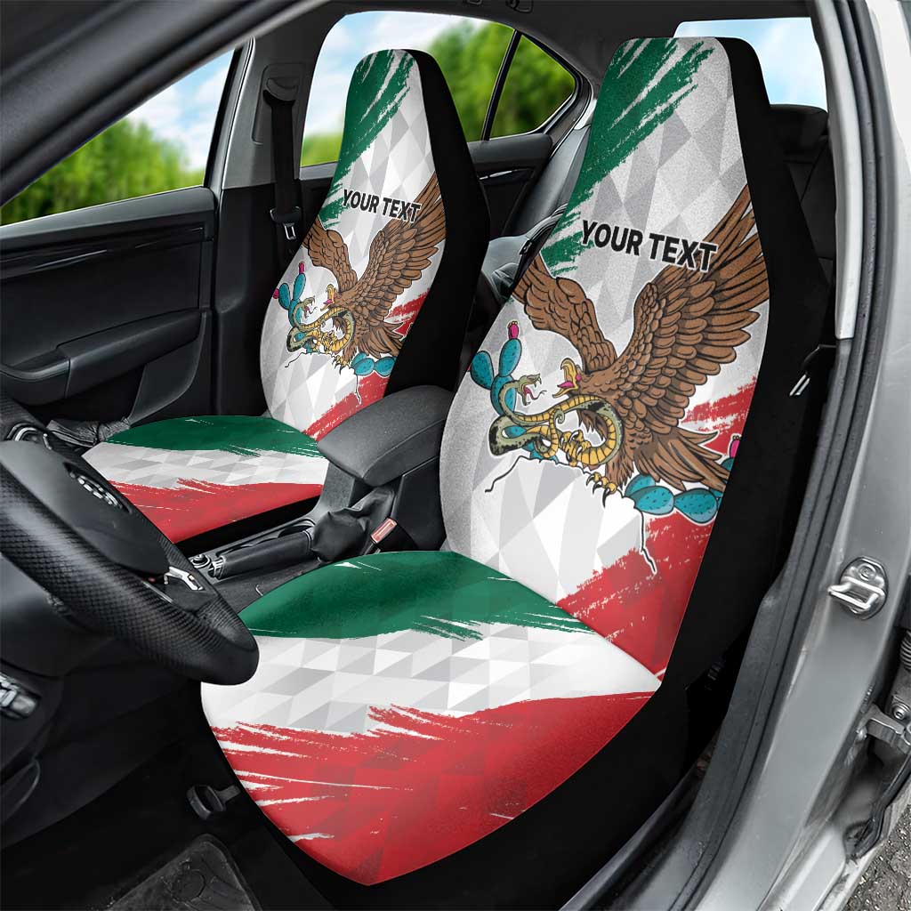 Eagle Devouring Snake Mexican Emblem Personalized Car Seat Cover Grunge Flag Style