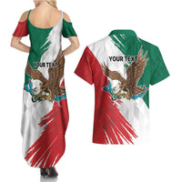 Eagle Devouring Snake Mexican Emblem Personalized Couples Matching Summer Maxi Dress and Hawaiian Shirt Grunge Flag Style