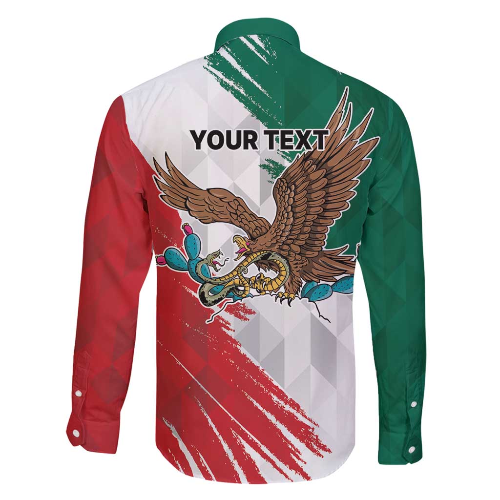 Eagle Devouring Snake Mexican Emblem Personalized Family Matching Long Sleeve Bodycon Dress and Hawaiian Shirt Grunge Flag Style