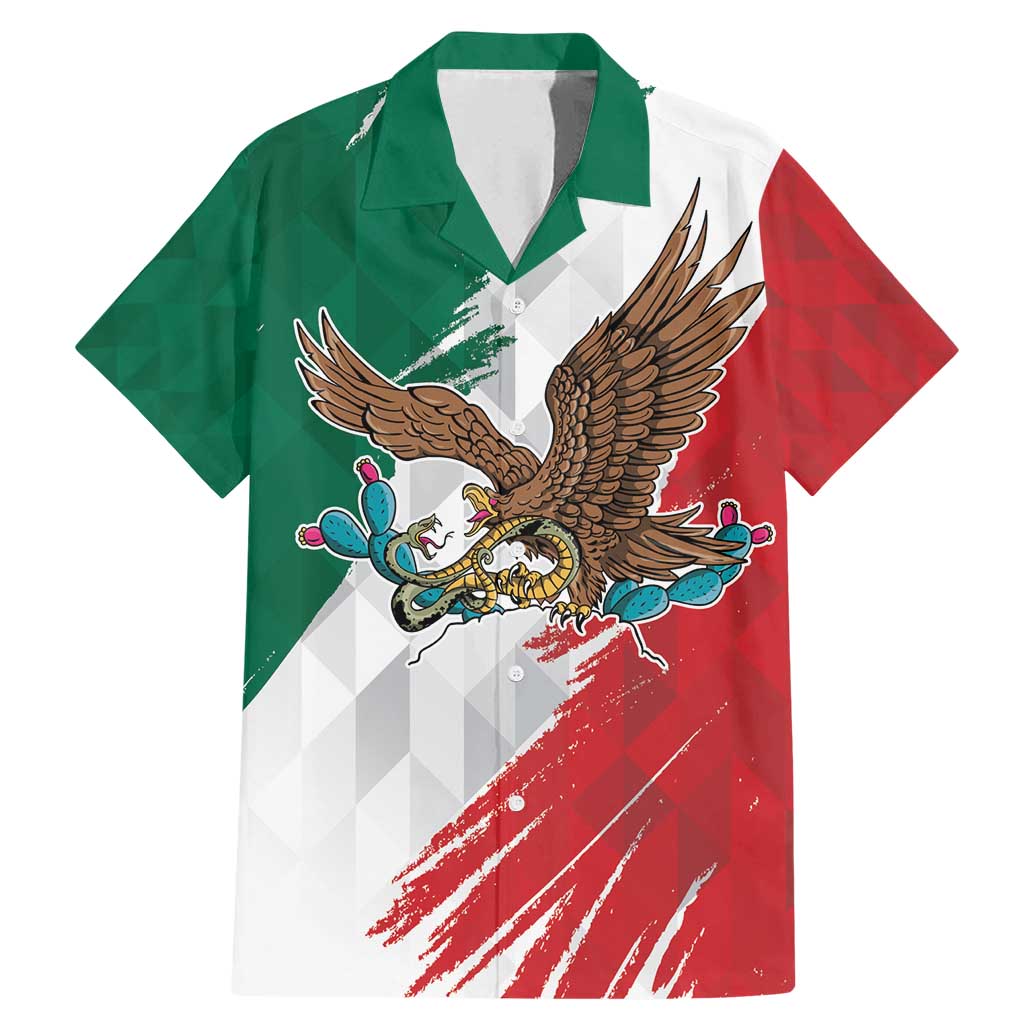 Eagle Devouring Snake Mexican Emblem Personalized Family Matching Mermaid Dress and Hawaiian Shirt Grunge Flag Style
