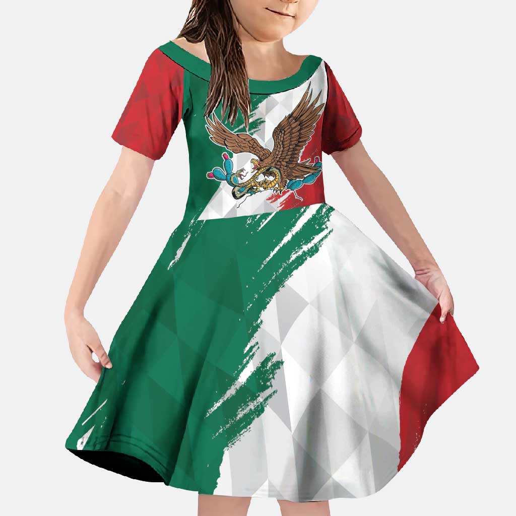 Eagle Devouring Snake Mexican Emblem Personalized Family Matching Off Shoulder Maxi Dress and Hawaiian Shirt Grunge Flag Style